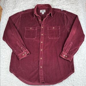 The Territory Ahead Mens XXL Tall T Corduroy Button Front Shirt 2 Pocket Maroon